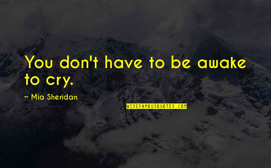 Smelten Ijskap Quotes By Mia Sheridan: You don't have to be awake to cry. Smelten Ijskap Quotes By Mia Sheridan: You don't have to be awake to cry.