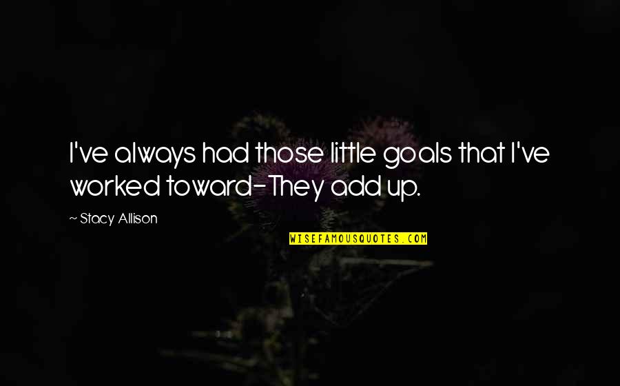 Smelterlights Quotes By Stacy Allison: I've always had those little goals that I've