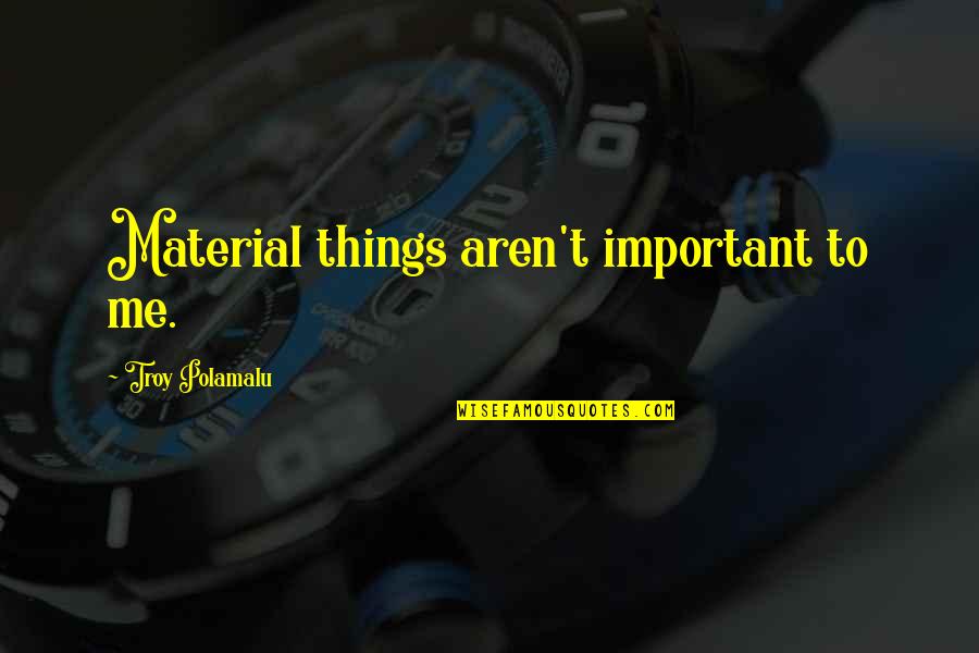 Smelting Waste Quotes By Troy Polamalu: Material things aren't important to me. Smelting Waste Quotes By Troy Polamalu: Material things aren't important to me.