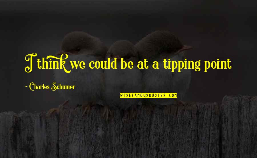 Smetherling Quotes By Charles Schumer: I think we could be at a tipping Smetherling Quotes By Charles Schumer: I think we could be at a tipping