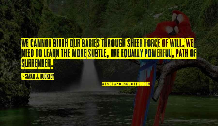 Smile 2013 Quotes By Sarah J. Buckley: We cannot birth our babies through sheer force