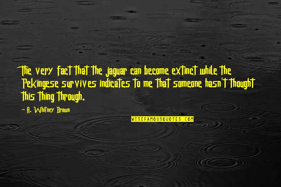 Smile 2014 Quotes By A. Whitney Brown: The very fact that the jaguar can become Smile 2014 Quotes By A. Whitney Brown: The very fact that the jaguar can become