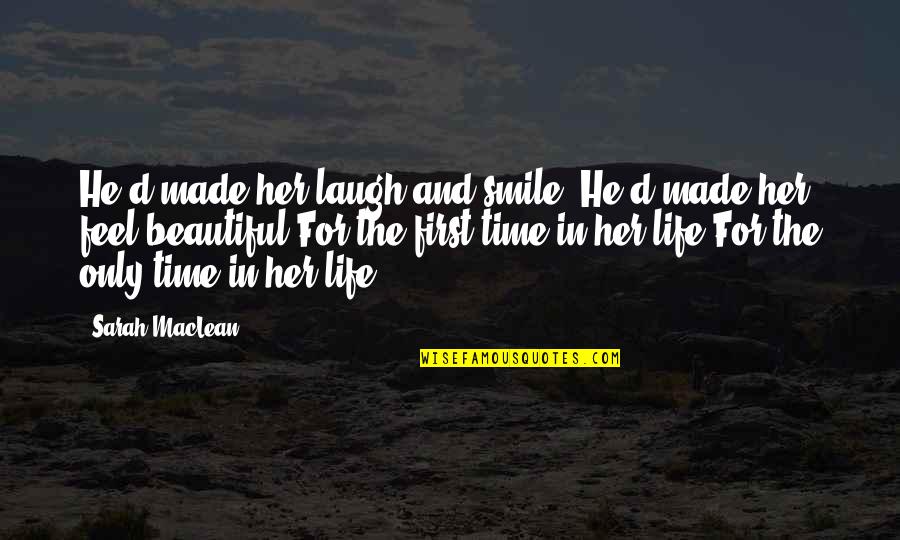 Smile Beautiful Quotes By Sarah MacLean: He'd made her laugh and smile. He'd made