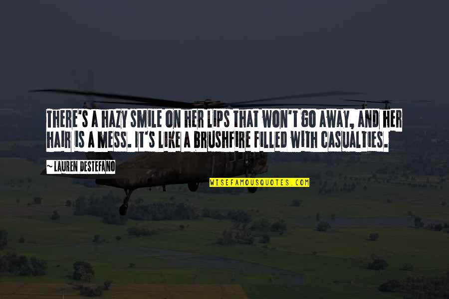 Smile On Her Lips Quotes By Lauren DeStefano: There's a hazy smile on her lips that