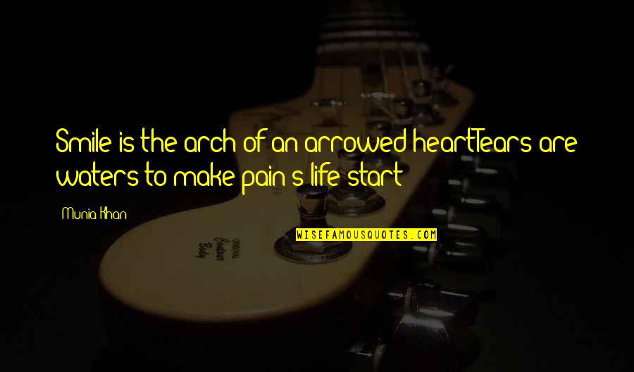 Smile Thru The Pain Quotes By Munia Khan: Smile is the arch of an arrowed heartTears