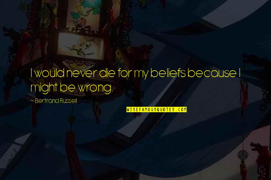 Smilings My Favorite Elf Quotes By Bertrand Russell: I would never die for my beliefs because