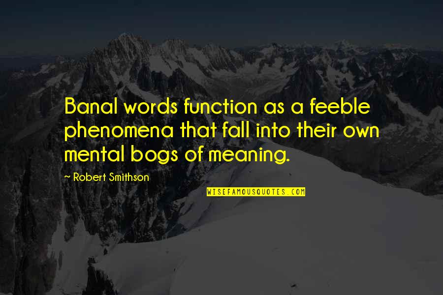 Smithson Quotes By Robert Smithson: Banal words function as a feeble phenomena that