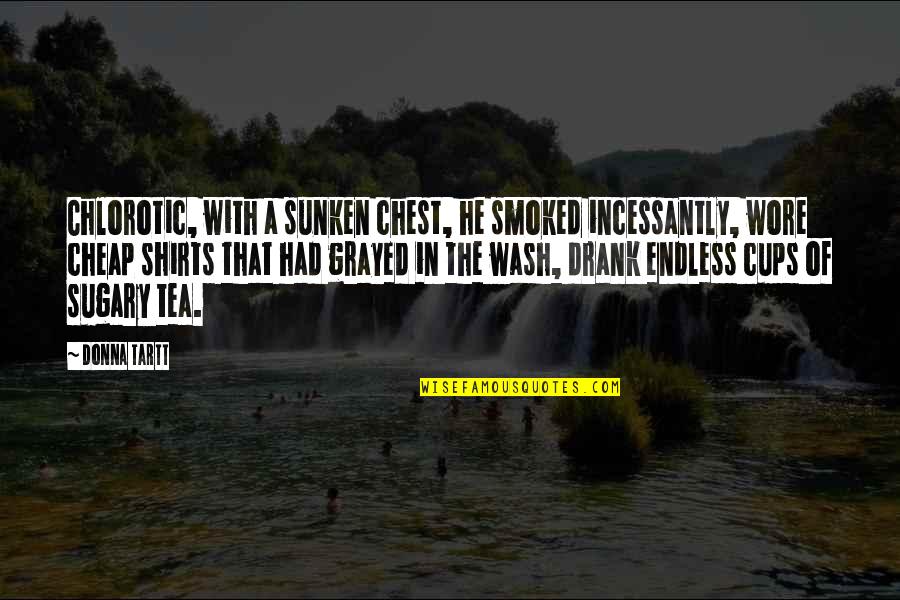 Smoked Quotes By Donna Tartt: Chlorotic, with a sunken chest, he smoked incessantly,