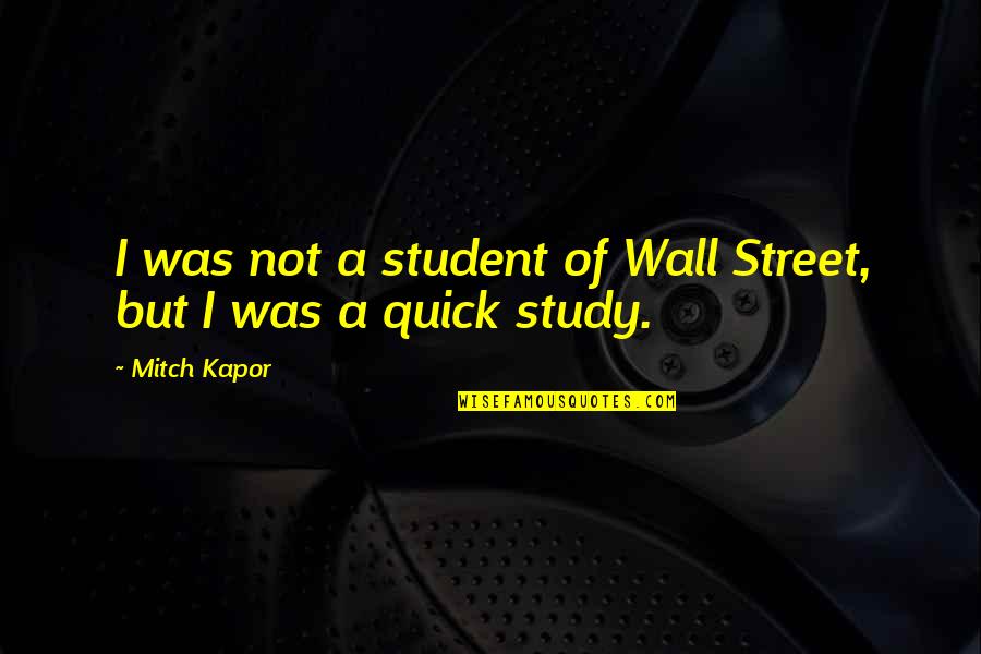 Smokey Bandit Quotes By Mitch Kapor: I was not a student of Wall Street,