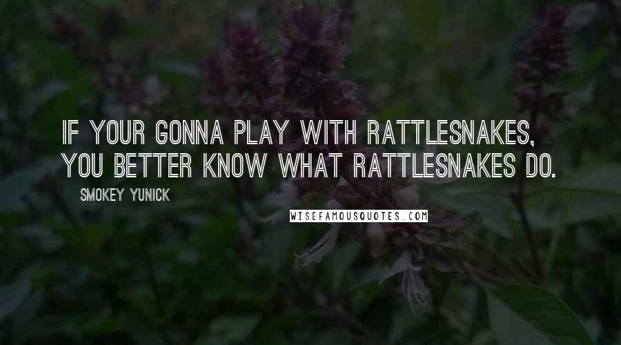 Smokey Yunick quotes: If your gonna play with rattlesnakes, you better know what rattlesnakes do.