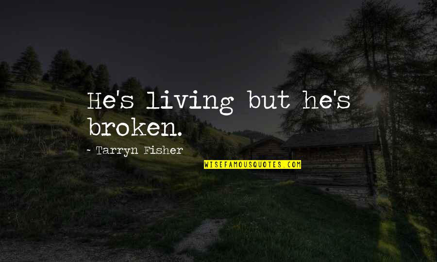 Smoking Injurious Quotes By Tarryn Fisher: He's living but he's broken.