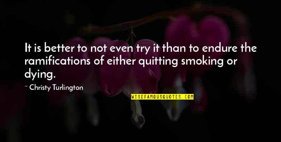 Smoking Quitting Quotes By Christy Turlington: It is better to not even try it