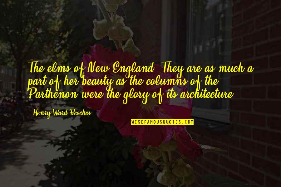 Smoldered School Quotes By Henry Ward Beecher: The elms of New England! They are as