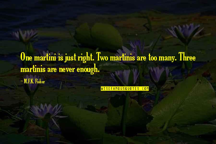 Smolinski Flying Quotes By M.F.K. Fisher: One martini is just right. Two martinis are