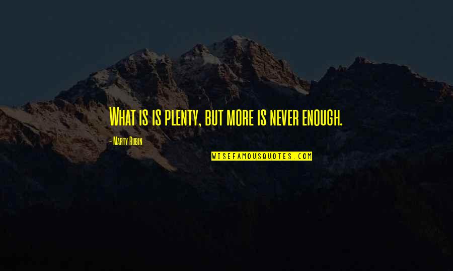 Smooth Love Quotes By Marty Rubin: What is is plenty, but more is never