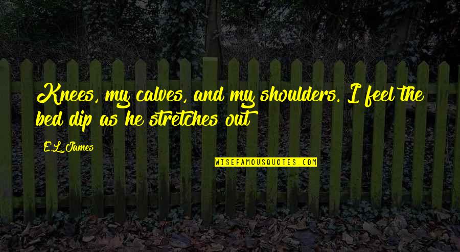Smt Wheels Quotes By E.L. James: Knees, my calves, and my shoulders. I feel