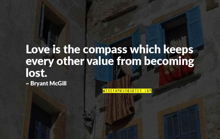 Smylies Quotes By Bryant McGill: Love is the compass which keeps every other