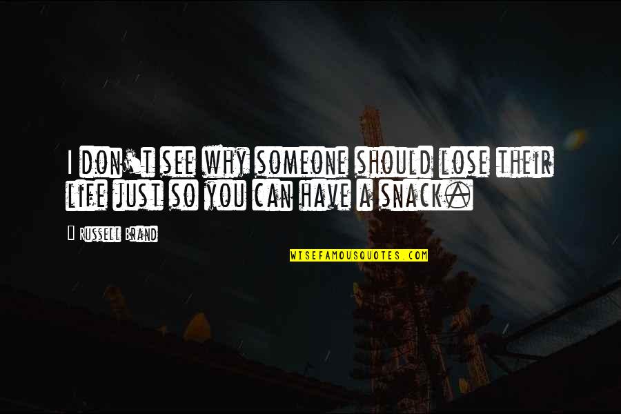 Snacks Quotes By Russell Brand: I don't see why someone should lose their