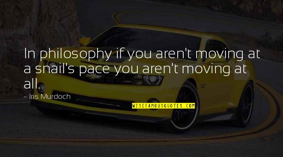 Snail Quotes By Iris Murdoch: In philosophy if you aren't moving at a