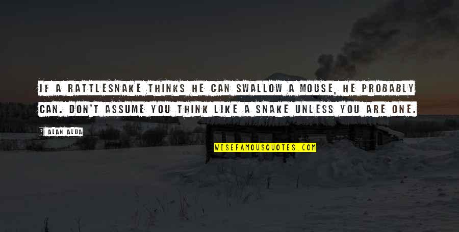 Snake Quotes By Alan Alda: If a rattlesnake thinks he can swallow a Snake Quotes By Alan Alda: If a rattlesnake thinks he can swallow a