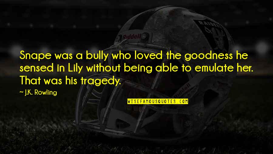 Snape To Harry Quotes By J.K. Rowling: Snape was a bully who loved the goodness
