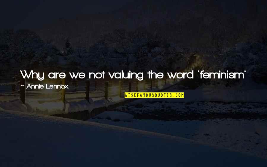 Snarky People Quotes By Annie Lennox: Why are we not valuing the word 'feminism'