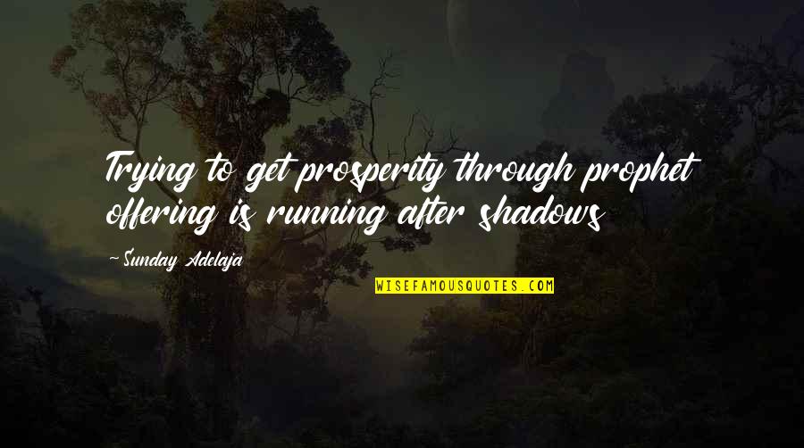 Snarky Work Quotes By Sunday Adelaja: Trying to get prosperity through prophet offering is