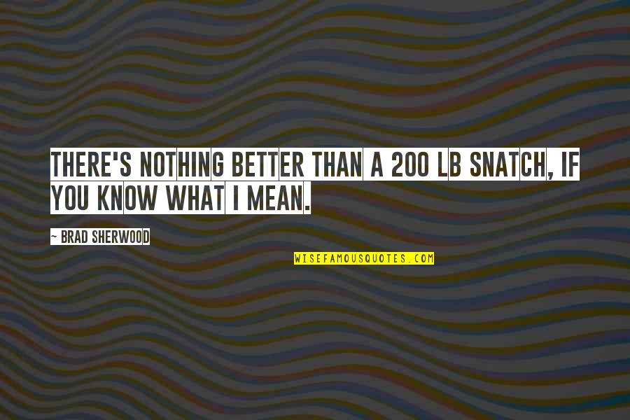 Snatch'd Quotes By Brad Sherwood: There's nothing better than a 200 lb snatch,