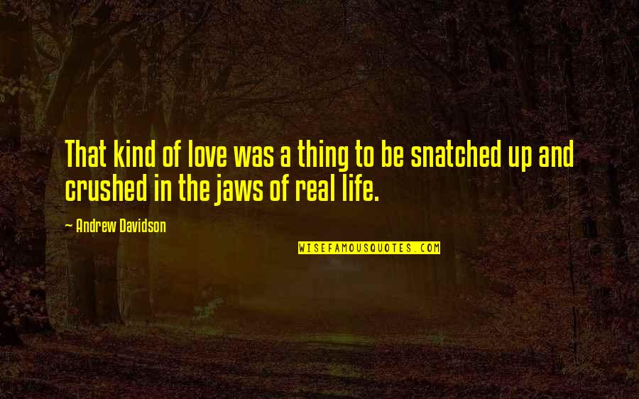Snatched Quotes By Andrew Davidson: That kind of love was a thing to Snatched Quotes By Andrew Davidson: That kind of love was a thing to