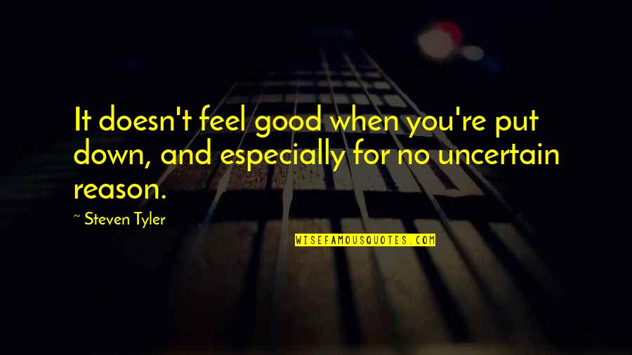 Sneakiest Quotes By Steven Tyler: It doesn't feel good when you're put down,