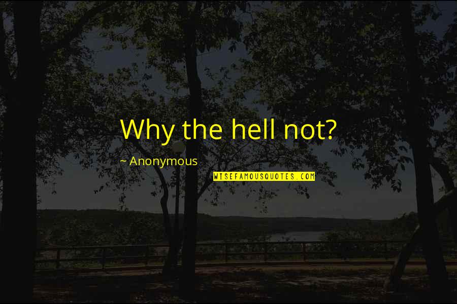 Sneakily Dangerous Quotes By Anonymous: Why the hell not?