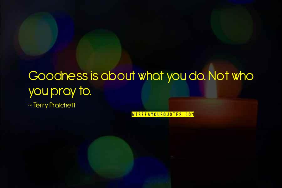Sneathen Enterprises Quotes By Terry Pratchett: Goodness is about what you do. Not who Sneathen Enterprises Quotes By Terry Pratchett: Goodness is about what you do. Not who
