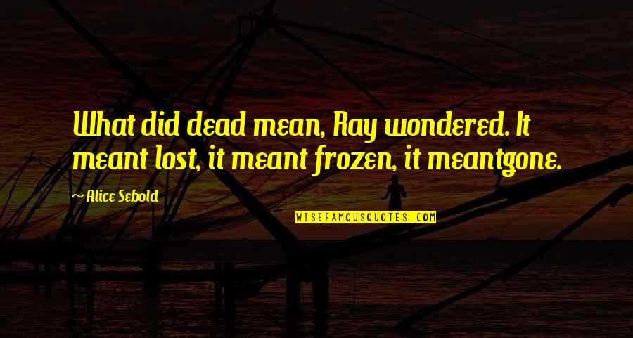 Snedden Sandpoint Quotes By Alice Sebold: What did dead mean, Ray wondered. It meant