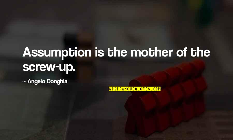 Sneses Quotes By Angelo Donghia: Assumption is the mother of the screw-up.
