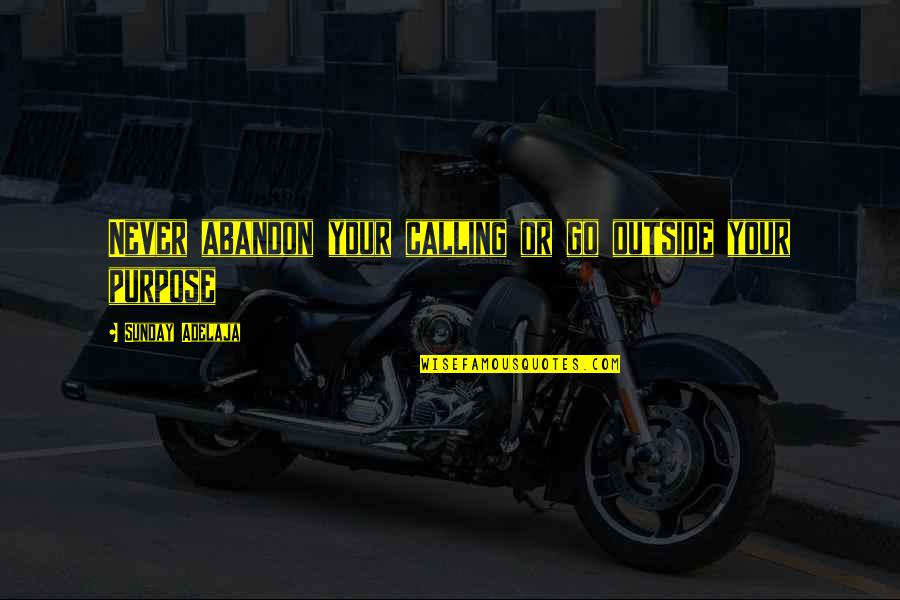 Snezhka Rearview Quotes By Sunday Adelaja: Never abandon your calling or go outside your Snezhka Rearview Quotes By Sunday Adelaja: Never abandon your calling or go outside your
