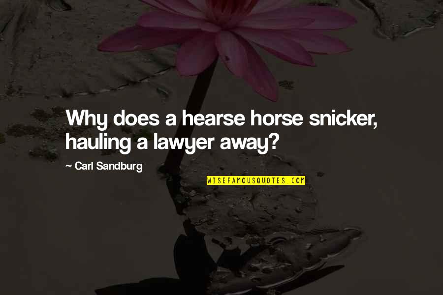 Snicker Quotes By Carl Sandburg: Why does a hearse horse snicker, hauling a