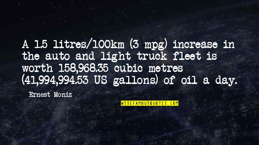 Snide Quotes Quotes By Ernest Moniz: A 1.5 litres/100km (3 mpg) increase in the