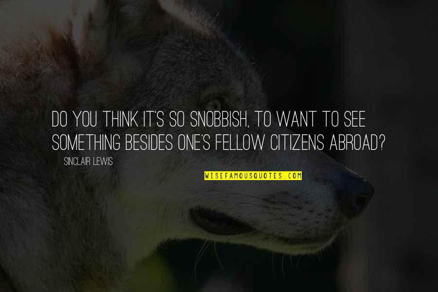 Snobbish Quotes By Sinclair Lewis: Do you think it's so snobbish, to want Snobbish Quotes By Sinclair Lewis: Do you think it's so snobbish, to want