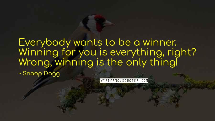 Snoop Dogg quotes: Everybody wants to be a winner. Winning for you is everything, right? Wrong, winning is the only thing!