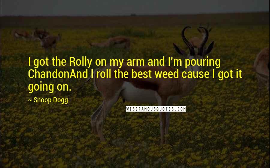 Snoop Dogg quotes: I got the Rolly on my arm and I'm pouring ChandonAnd I roll the best weed cause I got it going on.