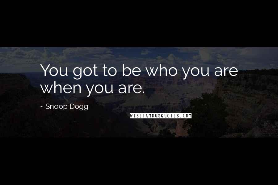 Snoop Dogg quotes: You got to be who you are when you are.