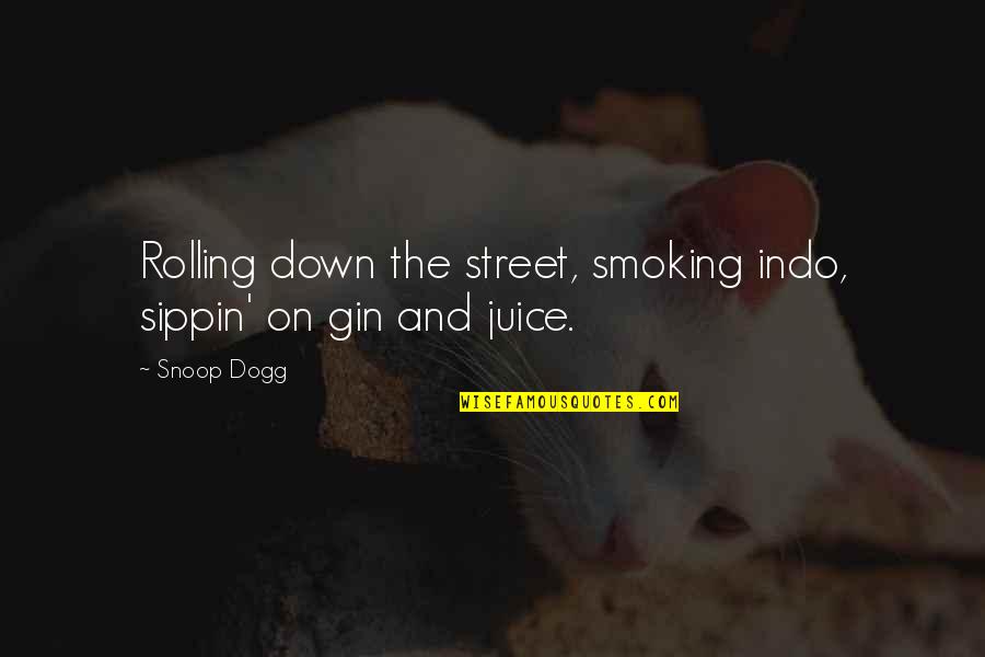 Snoop Quotes By Snoop Dogg: Rolling down the street, smoking indo, sippin' on