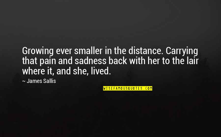Snootiness Synonym Quotes By James Sallis: Growing ever smaller in the distance. Carrying that