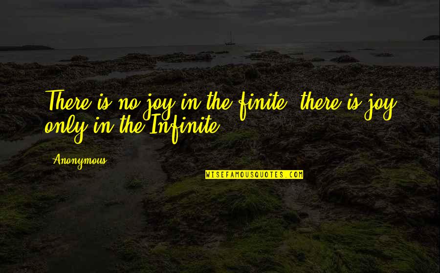 Snoozer Quotes By Anonymous: There is no joy in the finite; there
