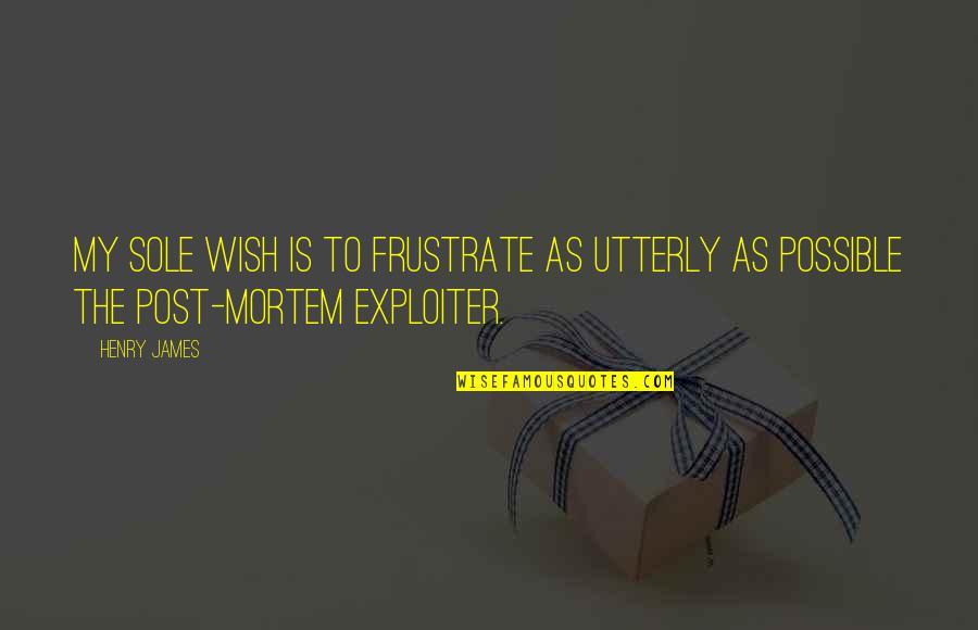 Snoozy Travel Quotes By Henry James: My sole wish is to frustrate as utterly