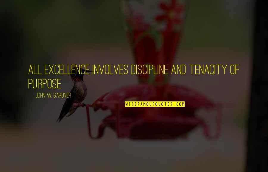 Snorkeling Quotes Quotes By John W. Gardner: All excellence involves discipline and tenacity of purpose.