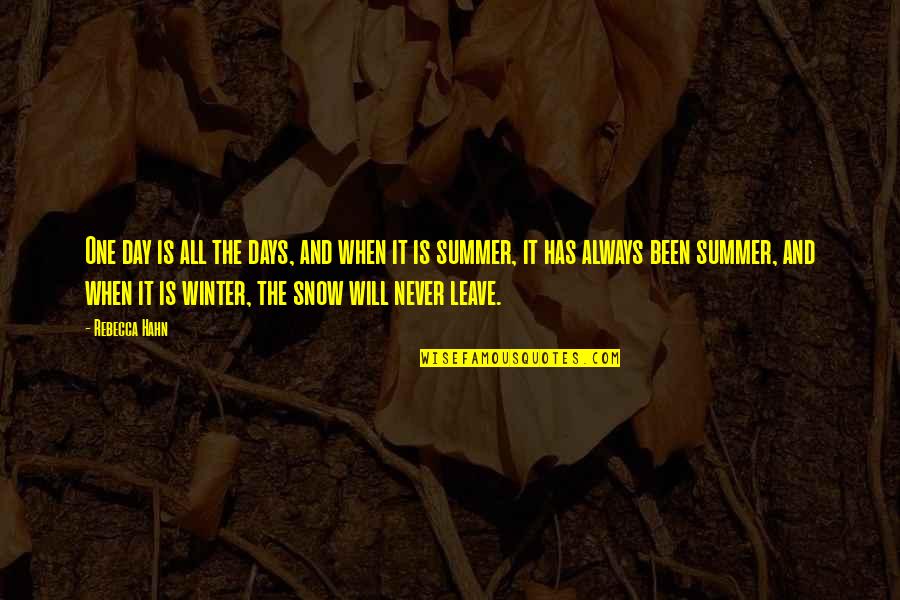 Snow And Winter Quotes By Rebecca Hahn: One day is all the days, and when