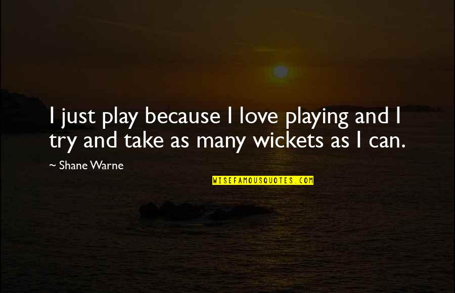 Snow Glass Apples Quotes By Shane Warne: I just play because I love playing and