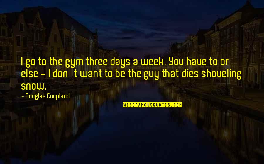 Snow Shoveling Quotes By Douglas Coupland: I go to the gym three days a