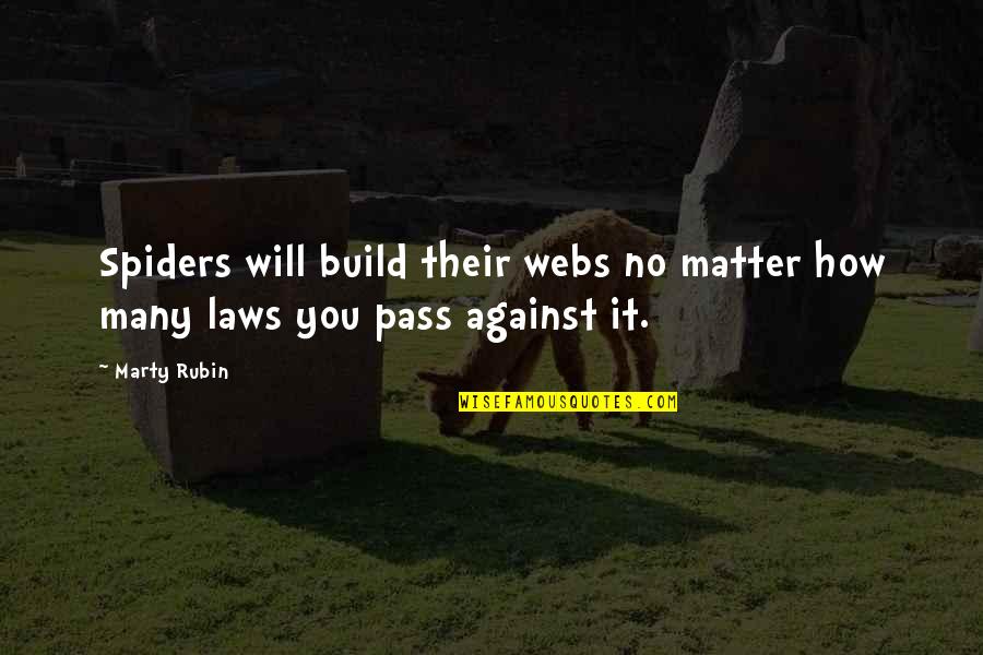 Snow White Apple Quotes By Marty Rubin: Spiders will build their webs no matter how